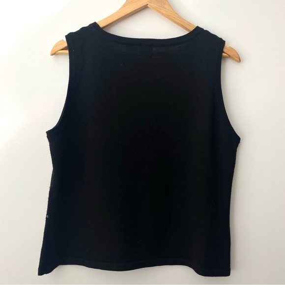 Mantles Wool Blend Scoop Neck Sequins Accent Tank Top Black Size Large - Picture 2 of 7
